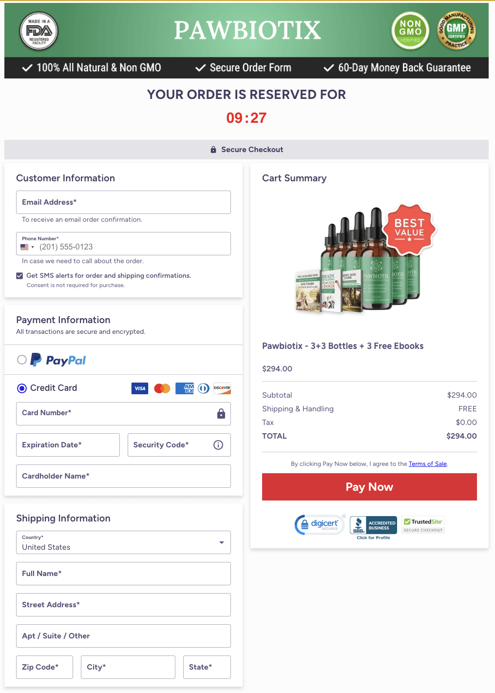 Pawbiotix Checkout Page